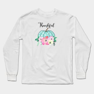 Turqouise pumpkin thankful Long Sleeve T-Shirt